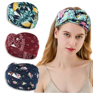 Fasce per capelli yoga larghe elasticizzate da donna con motivi paisley e floreali vintage