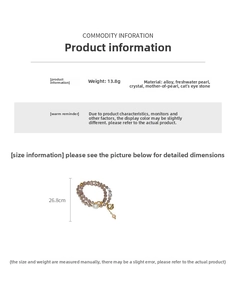 Vue détaillée du bracelet double couche de 26,8 cm avec œil de chat et perles