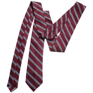 Classic burgundy striped silk tie for business suits displayed on white background