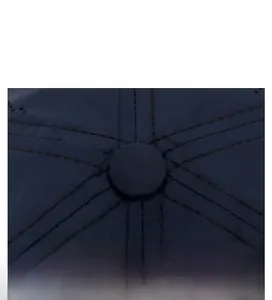 Detailed top view of navy blue baseball cap showing smooth fabric and fine stitching
