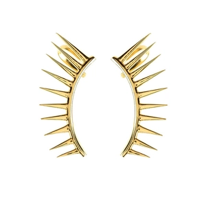 Chic gold wing-shaped spike earrings with minimalist sunburst metal design for women