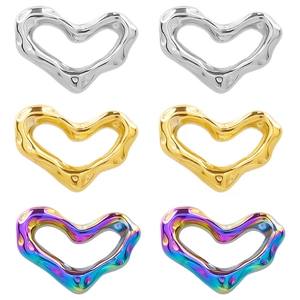 Heart Pendant Irregular 304 Stainless Steel Hollow Open Melted Hammered Texture DIY Jewelry Making Charms Women