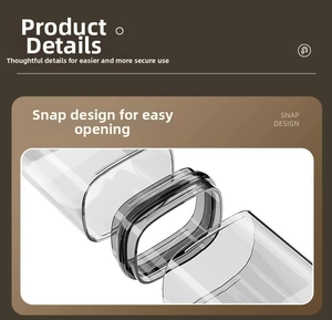 Close-up of the secure buckle design on a transparent travel toothbrush storage case