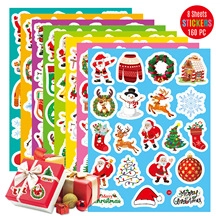 Detailed view of 8 sheets including 160 stickers with Santa and reindeer patterns