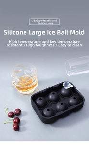 6-cavity black silicone skull ice cube mold with funnel for whiskey and cocktails