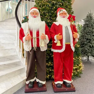 Tall 1.8m singing and dancing Santa Claus figurines for hotel and mall festive decor