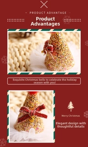 Detailed view of sequins Christmas ornament with a red plaid bow and golden bell decoration