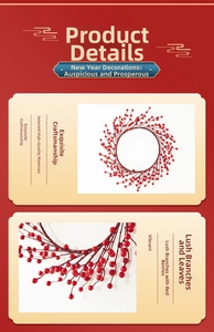 Close-up of artificial red berry Christmas wreath with dense foliage and circular design