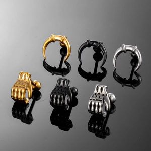 Boucles Doreilles Puces En Acier Inoxydable Punk Gothique Main De Squelette Paume Griffe Forme Hip Hop Pour Hommes Femmes