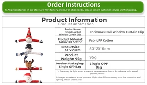 Detail of cartoon Santa and snowman curtain buckles for festive home decoration