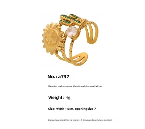 Detailed specs of cactus sun ring with width 1.9cm and green zircon stones