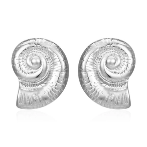 Silver nautilus shell earrings in stainless steel with a French INS style design