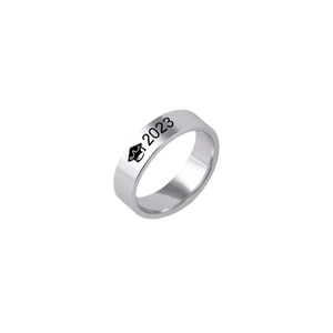 2023 Graduation Ring with Doctoral Cap Engraving in Polished Stainless Steel