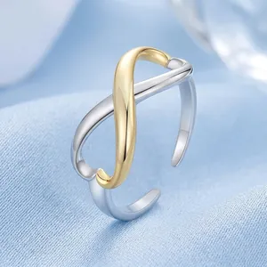 Elegant S925 sterling silver infinity heart open ring with gold and silver dual-tone finish