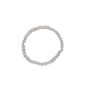 Elegant white crystal beaded bracelet with translucent light blue beads for women