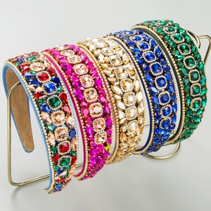 Cerchietto Barocco di Lusso Largo con Strass Donna Retrò Lavoro Pesante Cristallo Perla Artificial Imbottito Elegante Accessorio Festa