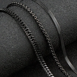 Black 3mm Franco chain necklaces with high polished finish for hip hop fashion wear