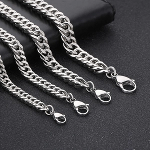 Detailed comparison of silver stainless steel cuban link chains in four different widths