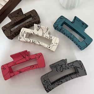 Matte marble texture rectangle hair claws in five colors for elegant French hair styles