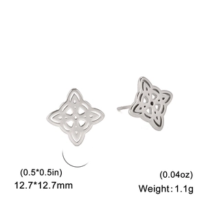 Boucles d'oreilles minimalistes en acier inoxydable avec nœud celtique ajouré pour femme