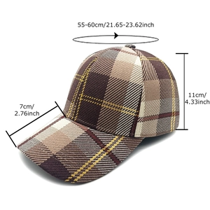 Classic plaid baseball cap for men and women with adjustable size and curved brim