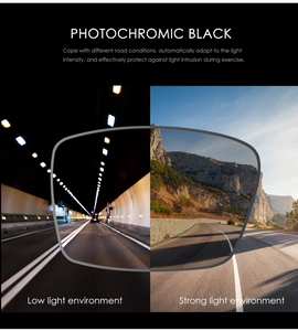 Dettaglio delle lenti fotocromatiche che si adattano alla luce in strada e tunnel
