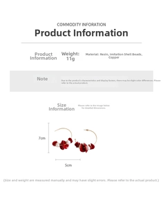 Detailed size specifications for resin bead hoop earrings with faux pearl accents