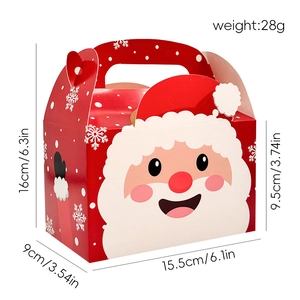 Red Christmas Santa Claus gift box with white snowflakes and dimensions in 45-degree view