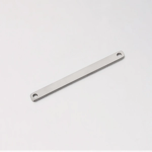 Polished stainless steel rectangular connector with rounded corners and double holes