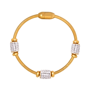 Luxurious 18K gold plated snake chain bracelet with three sparkling zircon beads