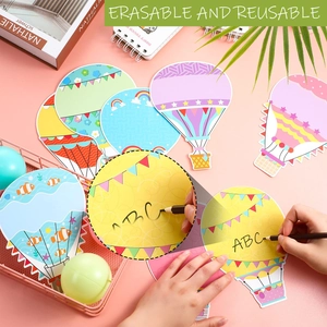 Colorful erasable and reusable hot air balloon paper cutouts for classroom decoration