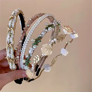 Serre-tête Élégant De Style Français Avec Perles Artificielles Et Strass Alliage Floral Papillon Nœud Accessoires Cheveux Pour Femmes Fête Mariage