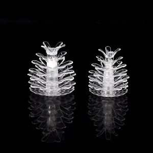 Transparent pinecone LED Christmas tree light accessory with elegant mirror reflection