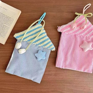Hanging star house hand towels set of two in pink and blue soft coral fleece fabric