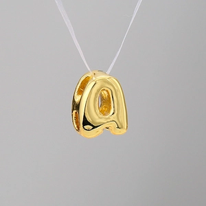 3D bubble style letter a pendant necklace in gold finish with high polish surface