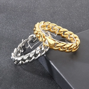 Polished 18mm Cuban link bracelets in gold and silver finish with lobster clasp
