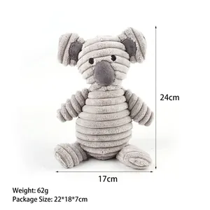 Detailed size parameters of the grey corduroy koala plush dog toy with 24cm height