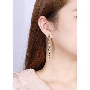 Chic irregular geometric drop earrings with colorful gemstones for women's fashion