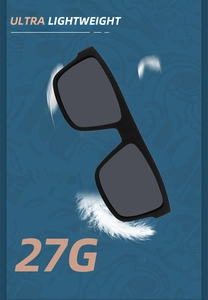 Ultra lightweight black polarized sunglasses weighing only 27g for sports and outdoor use