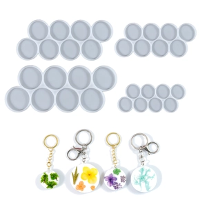 Moules ronds en silicone à 8 cavités pour pendentifs en résine DIY et porte-clés
