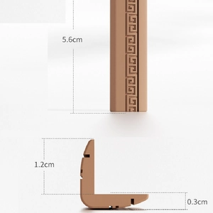 Tabella taglie dettagliata del paraspigoli a L marrone con lunghezza di 5,6 cm e spessore