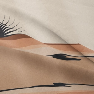 Close-up of bohemian wall tapestry showing twill fabric texture and abstract wavy patterns