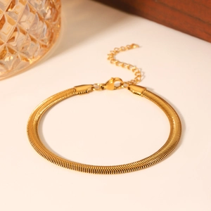 Luxurious 18k gold plated stainless steel snake bone bracelet with adjustable chain