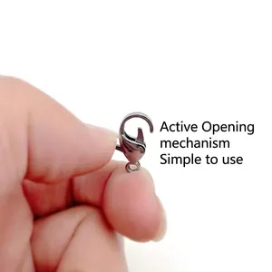 Gun black stainless steel lobster clasp held by fingers for jewelry making and necklace crafts
