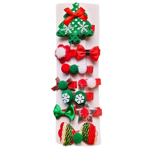 Coffret de barrettes de Noël pour enfants avec sapins pailletés et nœuds rouges