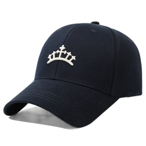 Casquette de baseball en coton bleu marine avec broderie couronne et visière courbée