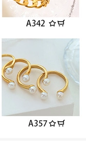 Detailed catalog view showing gold chain ring and pearl rings on a white background