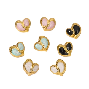 18K gold plated stainless steel heart earrings in macaron pastel enamel colors