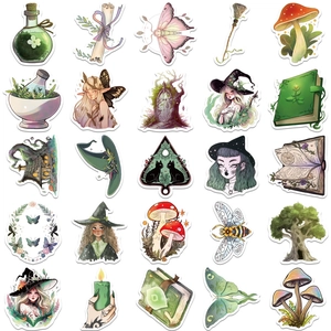 50 pieces of waterproof forest witch stickers for DIY luggage and laptop decoration