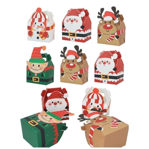 Various Christmas 3D gift boxes featuring Santa, snowman, and reindeer cartoon designs